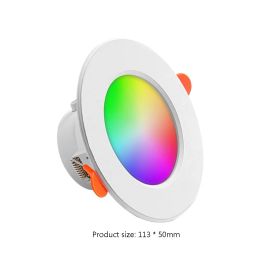 RGB LED Downlight 10W Smart Ceiling Light RGB Dimmable Recessed Led Spot Lamp Smart Lamp Work With Alexa Google Home RGB+CW+WW