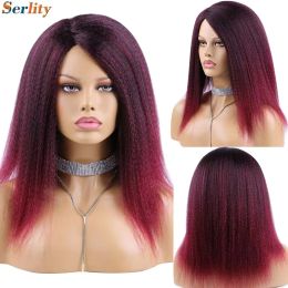 Wigs Yaki Kinky Straight Wig for Black Women 14 Inch Hair Natural Hairline Dreadlock Wig Kinky Curly Synthetic Hair Wigs Soft Fluffy