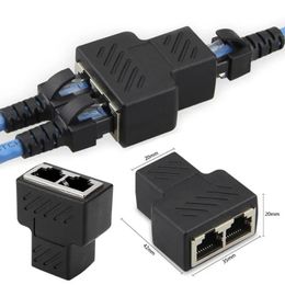 1pc Black Ethernet Adapter Lan Cable Extender Splitter for Internet Connexion Cat5 RJ45 Splitter Coupler Contact Modular Plug