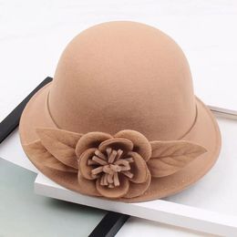 Wool Fedoras Felt Cloche Hats Vintage Floral Warmer Bucket Hats 9 Colors Bowler Hats Female 240319