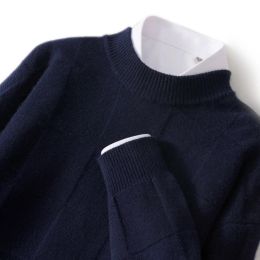 MVLYFLRT 100% Men's Pure Wool Cashmere Sweater Autumn/Winter New Knitted Sweater Casual Loose Round Neck Pullover Jacket