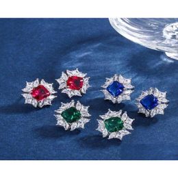 Stud Earrings Eyika Vintage Created Moissanite Rose Red Green Blue Cubic Zirconia Sier Colour Earring Engagement Fine Drop Delivery Jew Dhlmw