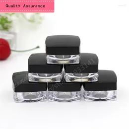 Storage Bottles 3g Small Square Cream Bottle 3 G Box Packing Of Cosmetics Packaging With Black Lid Wholesale 1000pcs/lot