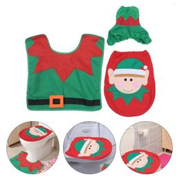 Toilet Seat Covers 3 Christmas Cover Rug Set Cloth Pattern Mat Tank Box Toliet Sleeve Floor For Bathroom