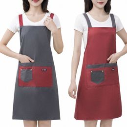 new Waterproof Apr For Women Waitr Hotel Restaurant Chef Waiter Baking Pinafore With Pockets Home Kitchen Uniform x5LC#