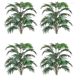 Decorative Flowers 4X Artificial Palm Plant Leaf Fake Tropical Big