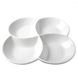 Plates Four Compartment Fruit Plate Dried Dish Candy Storage White Party Snack Serving For Home