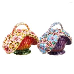 Decorative Figurines Trinket Jewellery Box With Flowered Basket Collectible Figurine Crystal Keepsake Gift