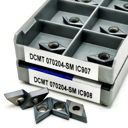 Discount 10PCS DCMT070204 SM IC907 IC908 Carbide Inserts Turning Blade Plate Cutter CNC Lathe Tool Turning Holder