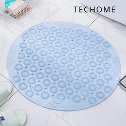 Bath Mats Round Bathroom TPR Anti Slip Mat Household Shower Room Hydrophobic Quick Drying Suction Cup Floor