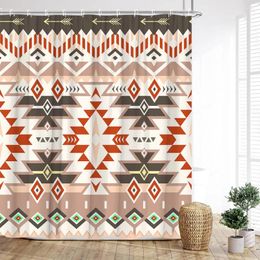 Shower Curtains Aztec Curtain Geometric Bohemian Square Triangle Abstract Butterfly Ethnic Style Print Home Bathroom Decoration