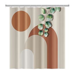 Nordic Wind Abstract Art Boho Shower Curtain Waterproof Polyester Bath Curtain Morandi Colour Block Curtains For Bathroom Decor