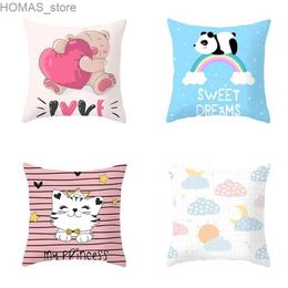 Pillow 45x45cm Cute cartoon animal print case dog cat cloud sofa Chair bedside cushion cover Home Decoration case Y240401
