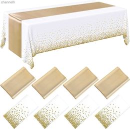 Table Runner Disposable plastic tablecloth rose gold 6 seat table cover 108 inches satin runner for Wedding Party yq240330