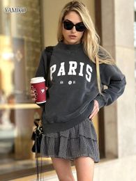 2023 Autumn Letters Print Sweatshirt Women O Neck Long Sleeve Streetwear Fashion Sweatshirts Casual Punk Rock n Roll Tops 240329