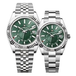 Luxury men's automatic mechanical movement watch 2813 watches with adjustable 42mm middle dial, all stainless steel luminous green watch, classic couple watch 336934
