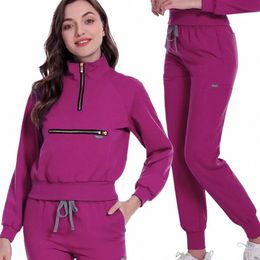 nurse Uniforms Short Lg Sleeve Scrub Tops With Pocket Pants Spa Beauty Sal Workwear Medical Scrubs Set Fi Jogging Suits y6zu#