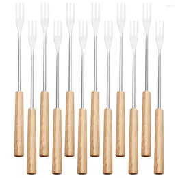 Dinnerware Sets 12 Pcs Household Chocolate Fondue Fork Cream Cheese Bbq Kits Stainless Steel Dipping