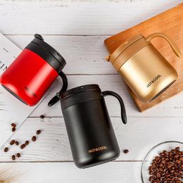 Mugs 350ml Stainless Steel Insulation Mark Cup Portable Simple Creative High-Value Office Coffee With Lid And Handle