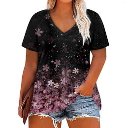 Women's T Shirts Large Top V-Neck Printing Loose Short Sleeve T-shirt Plus Size Clothing Sale Blusa Mujer Moda