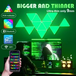 9MM-THIN LED Triangle Light Panels Gaming RGBIC LED Wall Lights Smart Music Sync Ambient Light for Gaming Room Home Decor