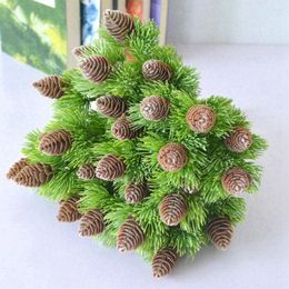 Decorative Flowers Plants 7 Branches Simulation Xmas Crafts Office Wreath Christmas Supplies Pine Cones Artificial Decorations Plant