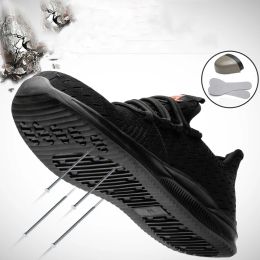 New Black Work Shoes Safety Steel Toe Shoes Men Breathable Work Sneakers Safety Shoes Indestructible Protective Footwear 2023
