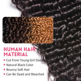 Brazilian Deep Wave 1 3 4 Bundles Deal 100% Human Hair Weaves Natural Colour Raw Remy Water Wave Curly Hair Extensions 30 Inch