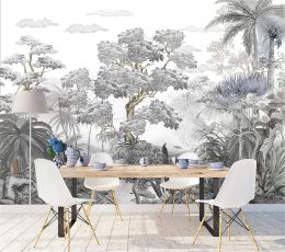 custom Southeast black and white tree plant mural wallpapers for living room home improvement house 3D art wall paper home decor