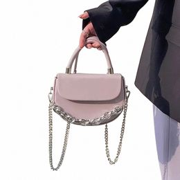 korean Style Women's Bag Small Square Handbags Purses Designer Fi Chains Crossbody Bags Female Flip Saddle Phe Bag c3gd#