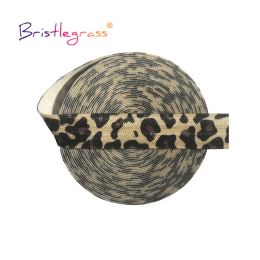BRISTLEGRASS 2 5 10 Yard 5/8" 15mm Lace Crown Leopard Animal Print Fold Over Elastics FOE Spandex Band Tape Hair Tie Sewing Trim