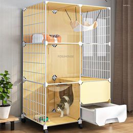 Cat Carriers Modern Iron Mesh Cage Indoor House Integrated Toilet Super Large Space Supplie Breathable Fence Villa