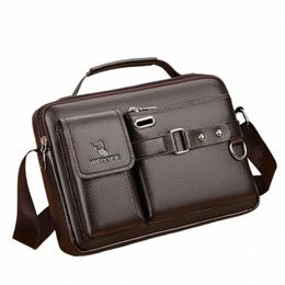 men PU Leather Shoulder Fi Busin Crossbody Bags Handbags Black Bag Men Laptop Briefcases Bag with Shoulder Strap 2022new Y5Y4#