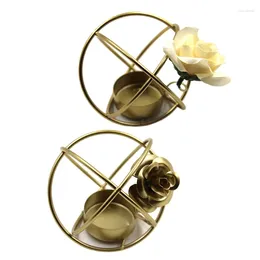 Candle Holders Metal Holder Wedding Birthday Party Decoration Rose Flower Candlestick