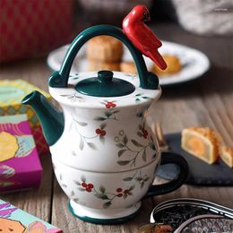 Teaware Sets Ceramic Pot Cup Nordic Coffee Tea Set Bird Mother And Child Creative Home Bar Decoration Products Water Kettle