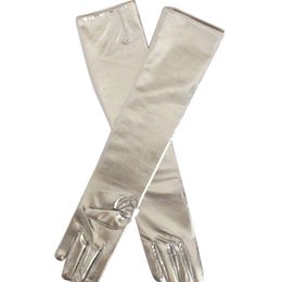 Sexy Women Shiny Long Gloves Leather Wet Look Latex Party Opera Costume