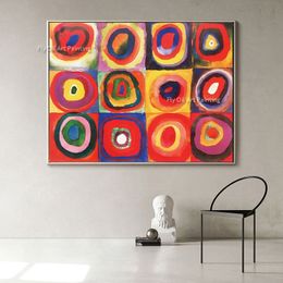 Famous Painting Home Decor Art Hand Painted Canvas Wall Art Modern Wall Hanging Painting Print Artwork Home Decor Red Concentric Circles Oil Painting