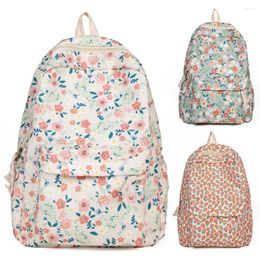 School Bags Women Bookbag Large Capacity Floral Daily Rucksack Multi-pockets Trendy Teenagers Daypack Oxford Cloth Commuting Backpack