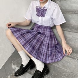 JK School Uniform Japanese Costume Summer Uniform Girl Pleated Skirt Korean High Waist Plaid Skirt Sexy Seifuku for Woman
