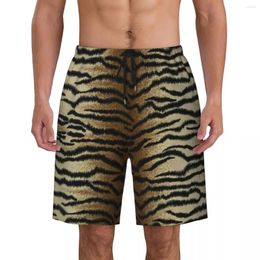 Men's Shorts Summer Board Male Tiger Print Sports Surf Animal Fur Stripes Design Beach Short Pants Y2K Retro Quick Dry Trunks