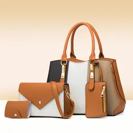 Duffel Bags 2024 Multi Pu Cover Mother Bag Fashion Colour Contrast One Shoulder Handbag Messenger