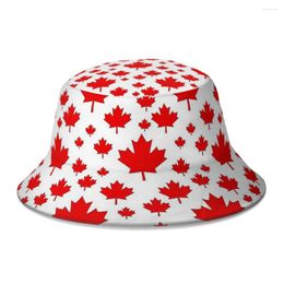 Berets Canada Emblem National Flag Bucket Hat For Women Men Students Foldable Bob Fisherman Hats Panama Cap Streetwear