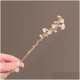 Hair Clips Barrettes Camellia Chinese Stick Chopsticks Antique Making Accessories With Pearl Classic Girls Hanfu Bun Jewellery Tiaras Dr Otycn