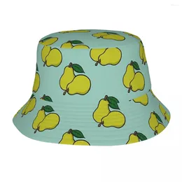 Berets Girl Bucket Hat Adorable Pear Pattern Summer Beach Vacation Getaway Headwear Outdoor Sport Fishing Hats Fruits Session Gift