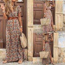 Tong Womens Clothing Fashion Bohemian Style V Neck Floral Dress