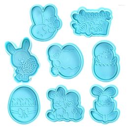 Baking Moulds 4Pcs Happy Easter 3D Egg Biscuit Mould Plastic Tool Cookie Cutter Fondant Party DIY Cake Decoration