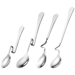 Coffee Scoops 4 Pcs Stainless Steel Tableware Hanging Cup Spoon Mixing Household Dessert Flatware Spoons