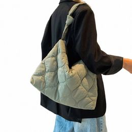 leftside Big Cloth Padded Shoulder Bag for Women 2023 Korean Fi Trends Winter Shopper Shop Handbags and Purses Y2k G5rc#