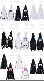 Digner Luxury Off Classic Hoodie Fisher Watercolour Graffiti Print Coupl of Black White Men and Women Casual Zipper Sweater Hooded6878820