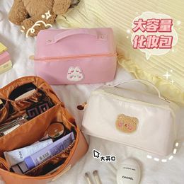 Storage Bags CUTE Women Travel Cosmetic Bag PU Leather Make Up Pouch Large-capacity Toiletry Organiser Purse